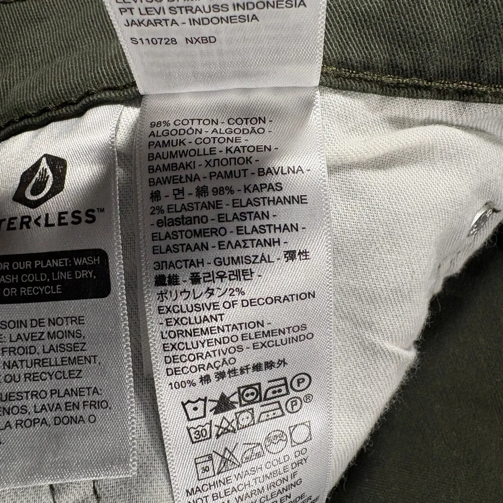 Levi's 514 Straight Fit Pants Mens 38x32 Olive Green Stretch Twill Chino Jeans